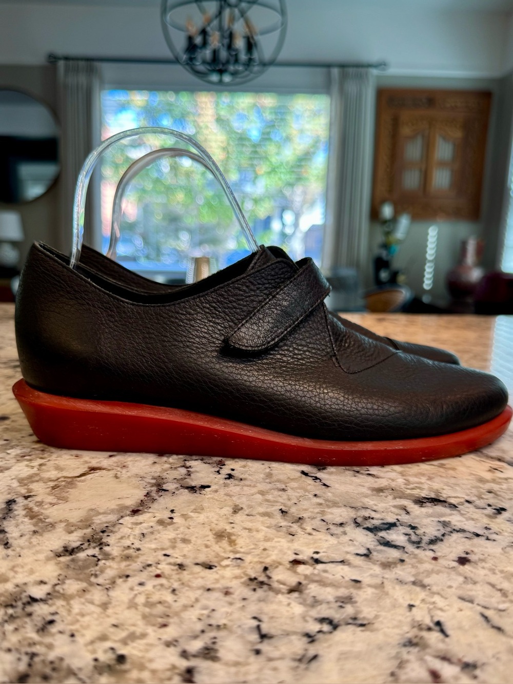 Arche France Black Leather crossover strap flats with Red Sole Eu 39 US 8.5